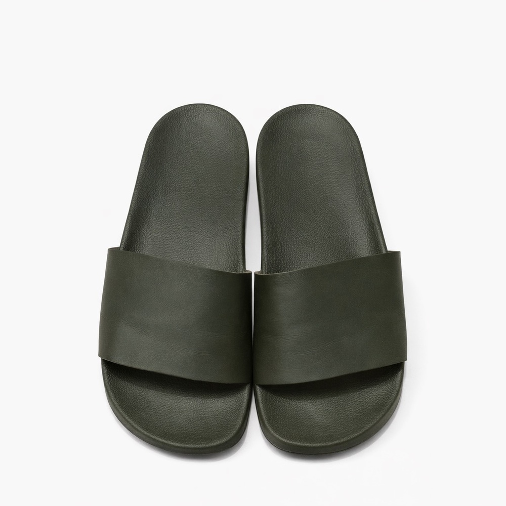 Brandblack Olive Green Slides Sandals Mens Size 11.5 Rubber Slide Sandals - Picture 2 of 4